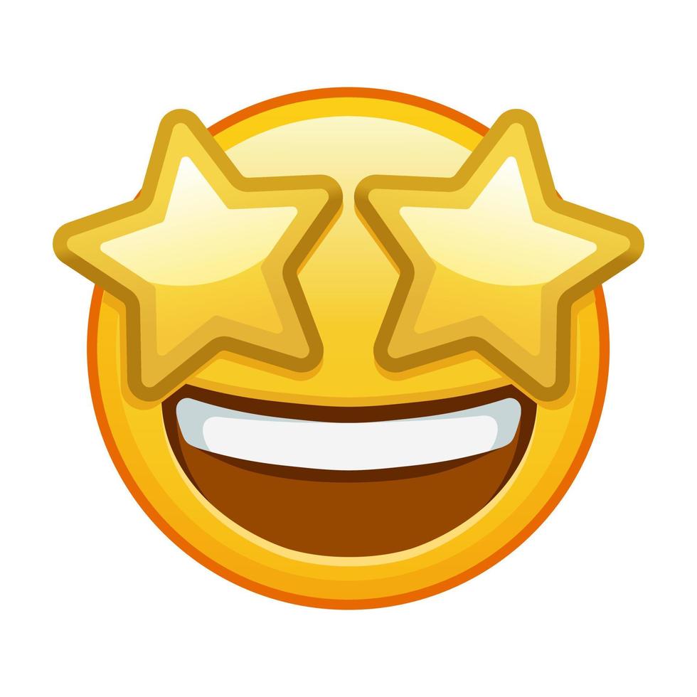 um rosto sorridente com olhos estrelados tamanho grande de sorriso emoji amarelo vetor