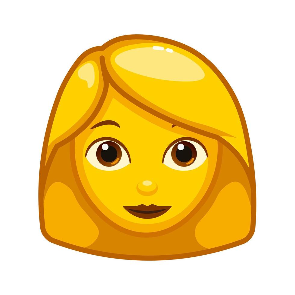 mulher adulta tamanho grande de rosto de emoji amarelo vetor