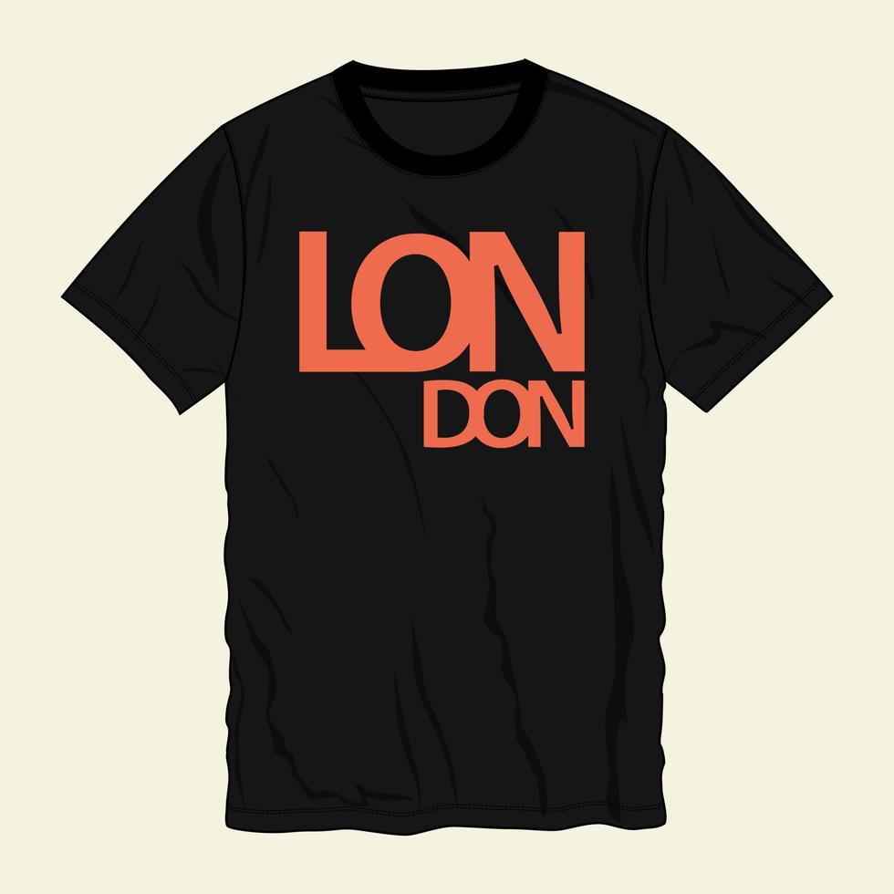 tipografia de londres camiseta design de vetor de impressão no peito pronto para imprimir isolado em visualizações de modelo preto.