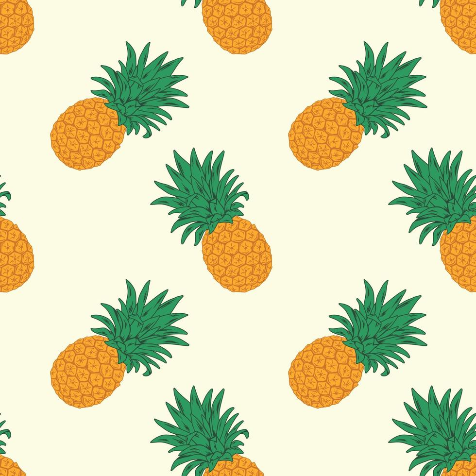 Abacaxi frutas vetor sem costura de fundo. design para pano de fundo de uso em todo papel de embrulho de impressão de tecido têxtil e outros.