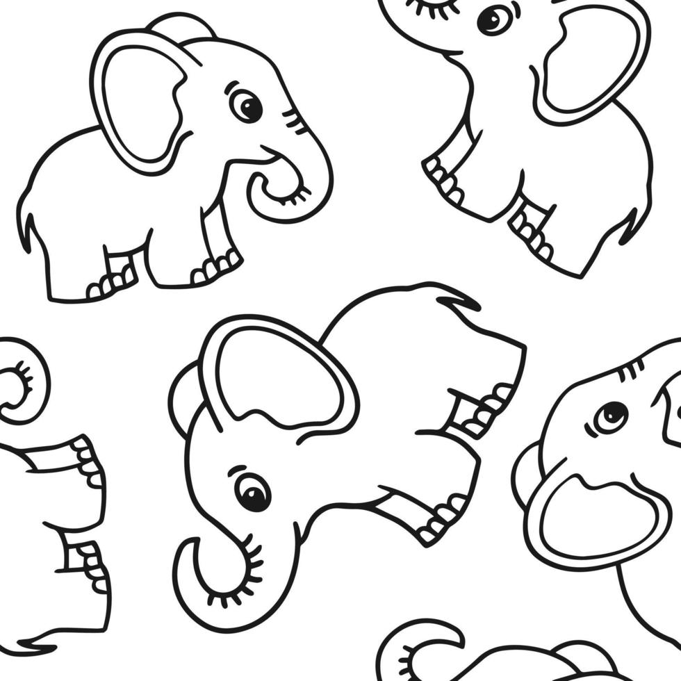 elefante bonito dos desenhos animados padrão de ilustração vetorial sem costura isolado no design de fundo branco para uso têxtil em todo o papel de embrulho de impressão de tecido e outros. vetor