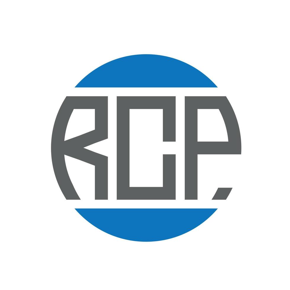 design de logotipo de carta rcp em fundo branco. conceito de logotipo de círculo de iniciais criativas rcp. projeto de carta rcp. vetor