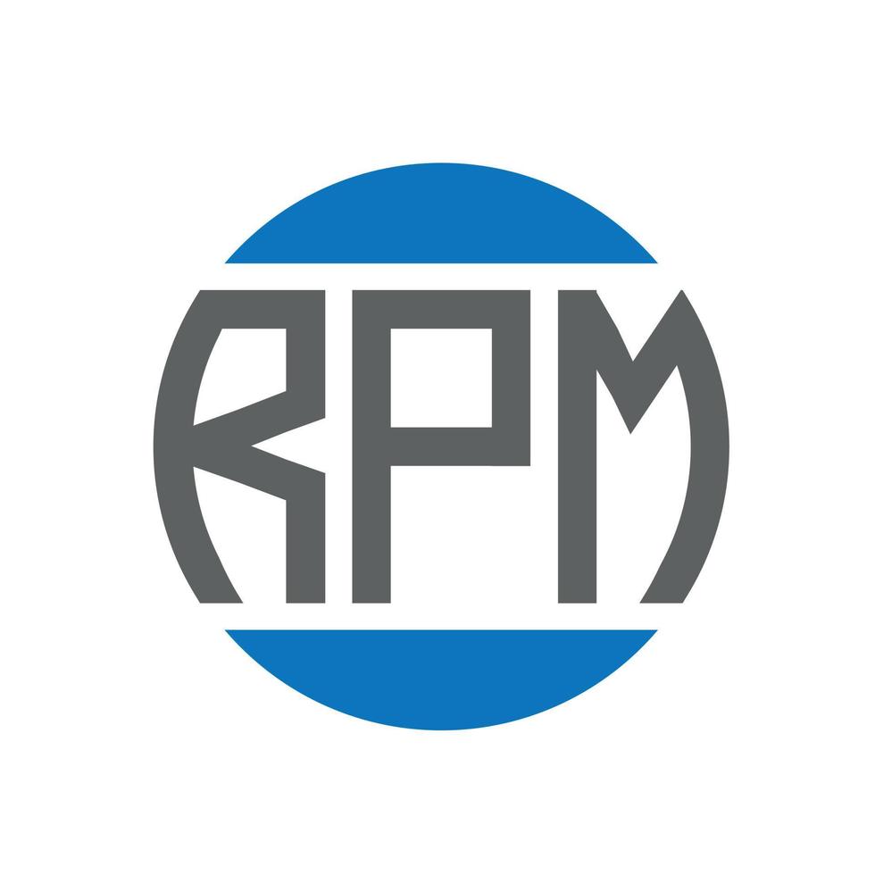 design de logotipo de carta rpm em fundo branco. Conceito de logotipo de círculo de iniciais criativas rpm. design de letras rpm. vetor