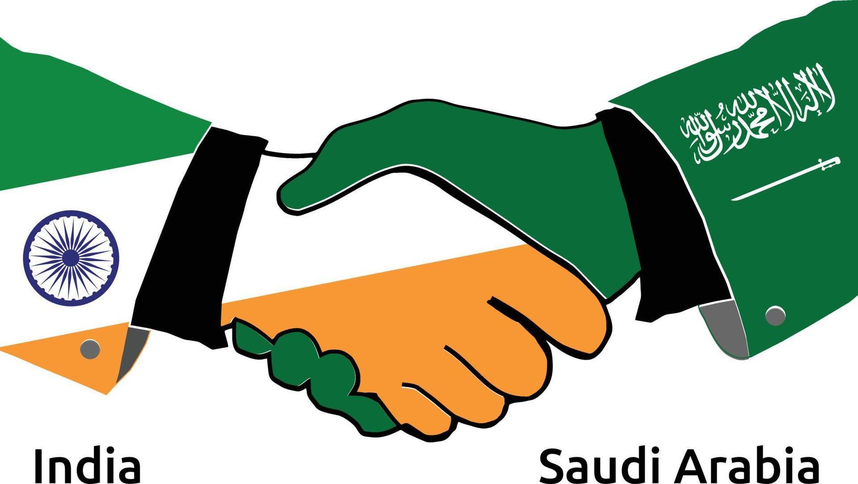 aperto de mão da Índia com a Arábia Saudita, melhor uso para negócios ou qualquer projeto vetor