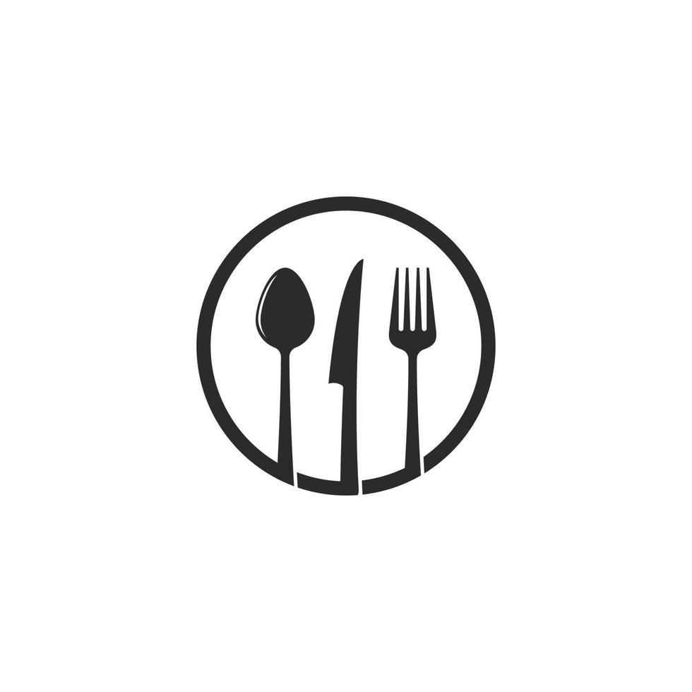 garfo faca colher para restaurante e modelo de logotipo de comida ilustração do ícone do vetor