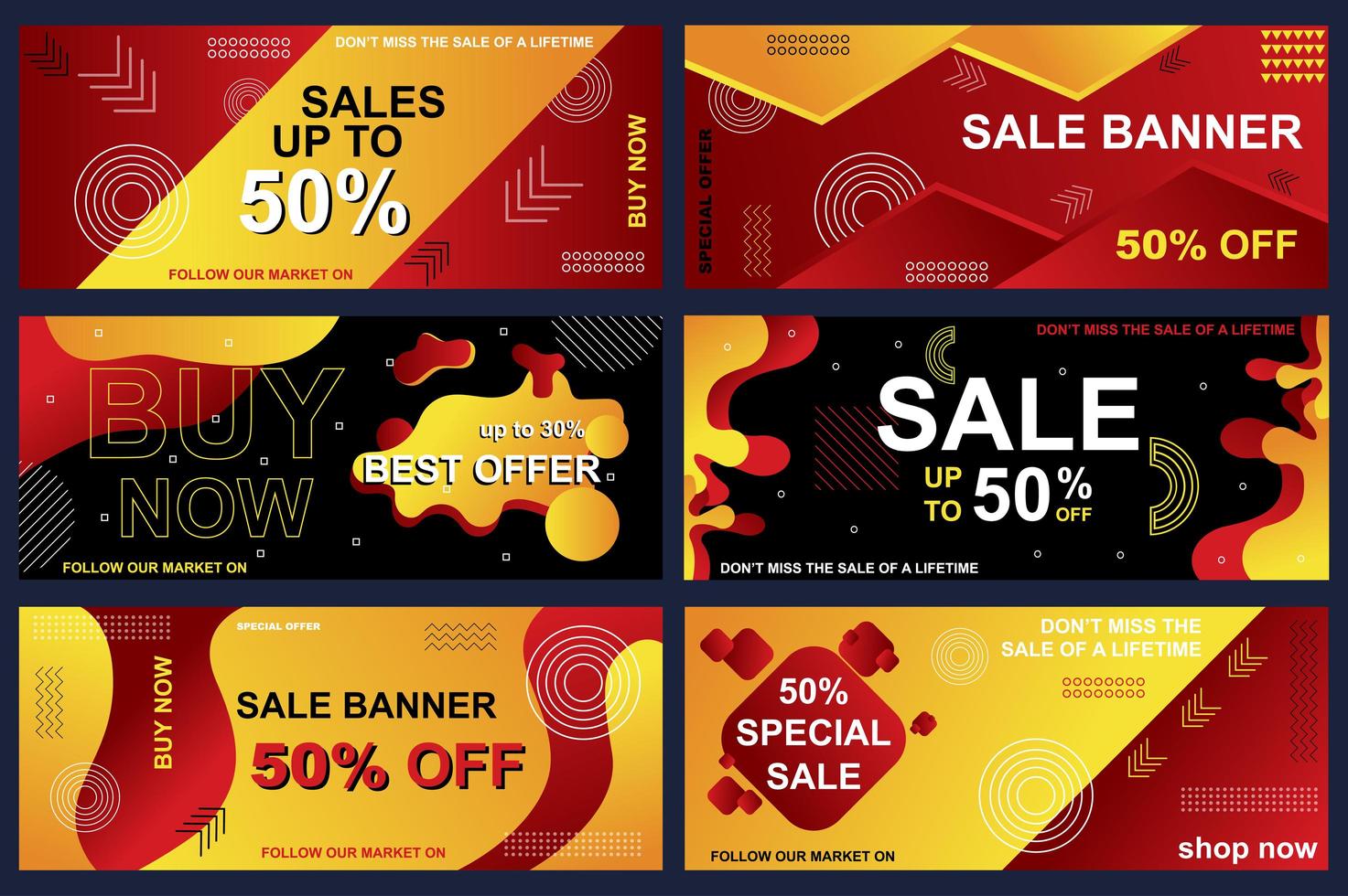 conjunto de banners de venda para compras online vetor