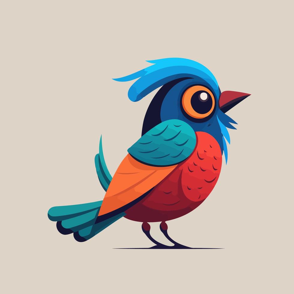 ilustração vetorial de animal de desenho animado de pássaro bonitinho para logotipo ou ícone de mascote vetor