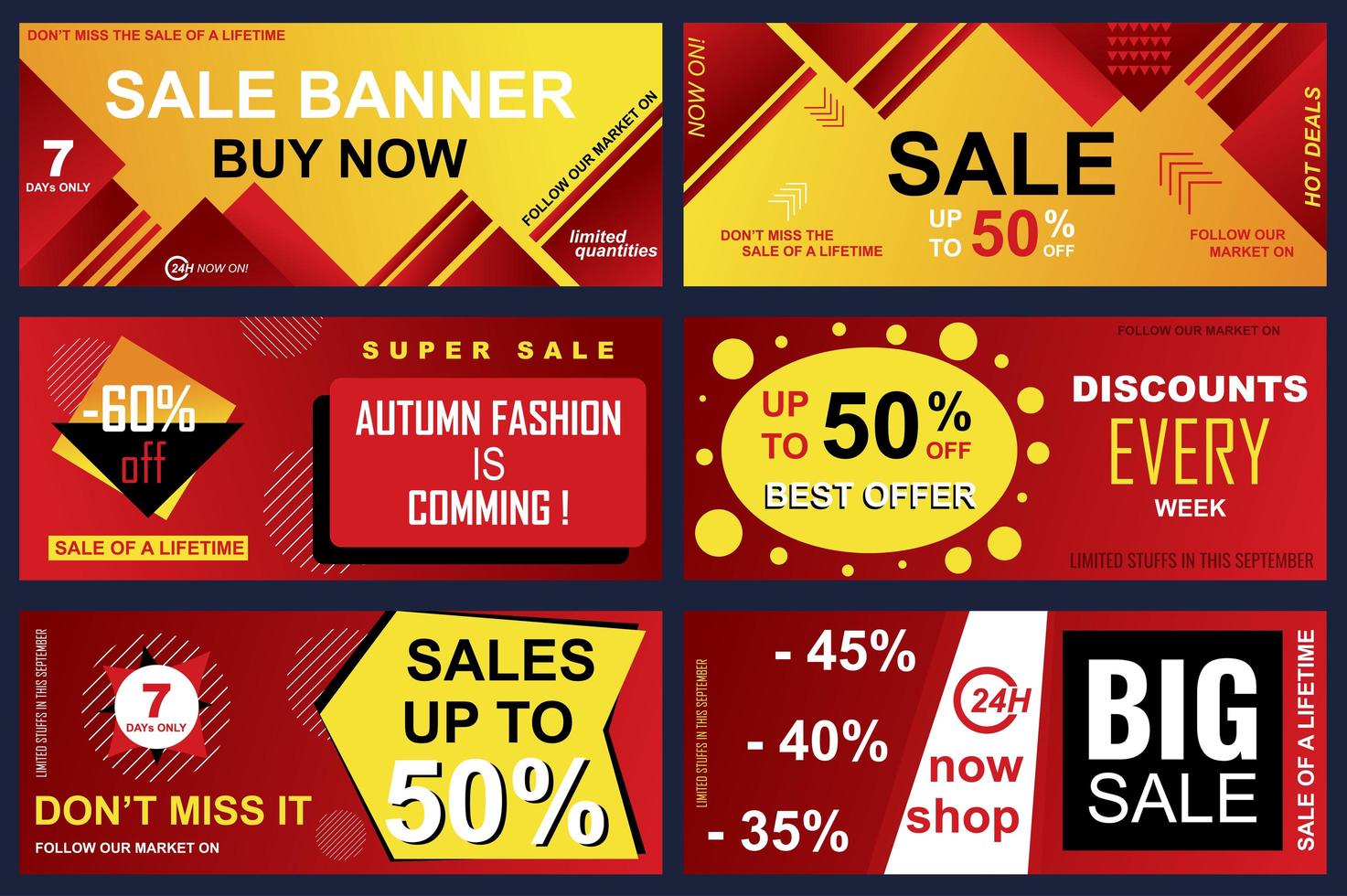 conjunto de banners de venda para compras online vetor