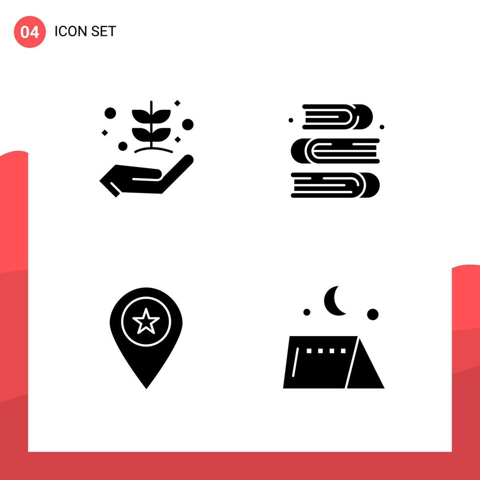 pacote de 4 ícones de glifos universais para mídia impressa em fundo branco criativo ícone preto vector background