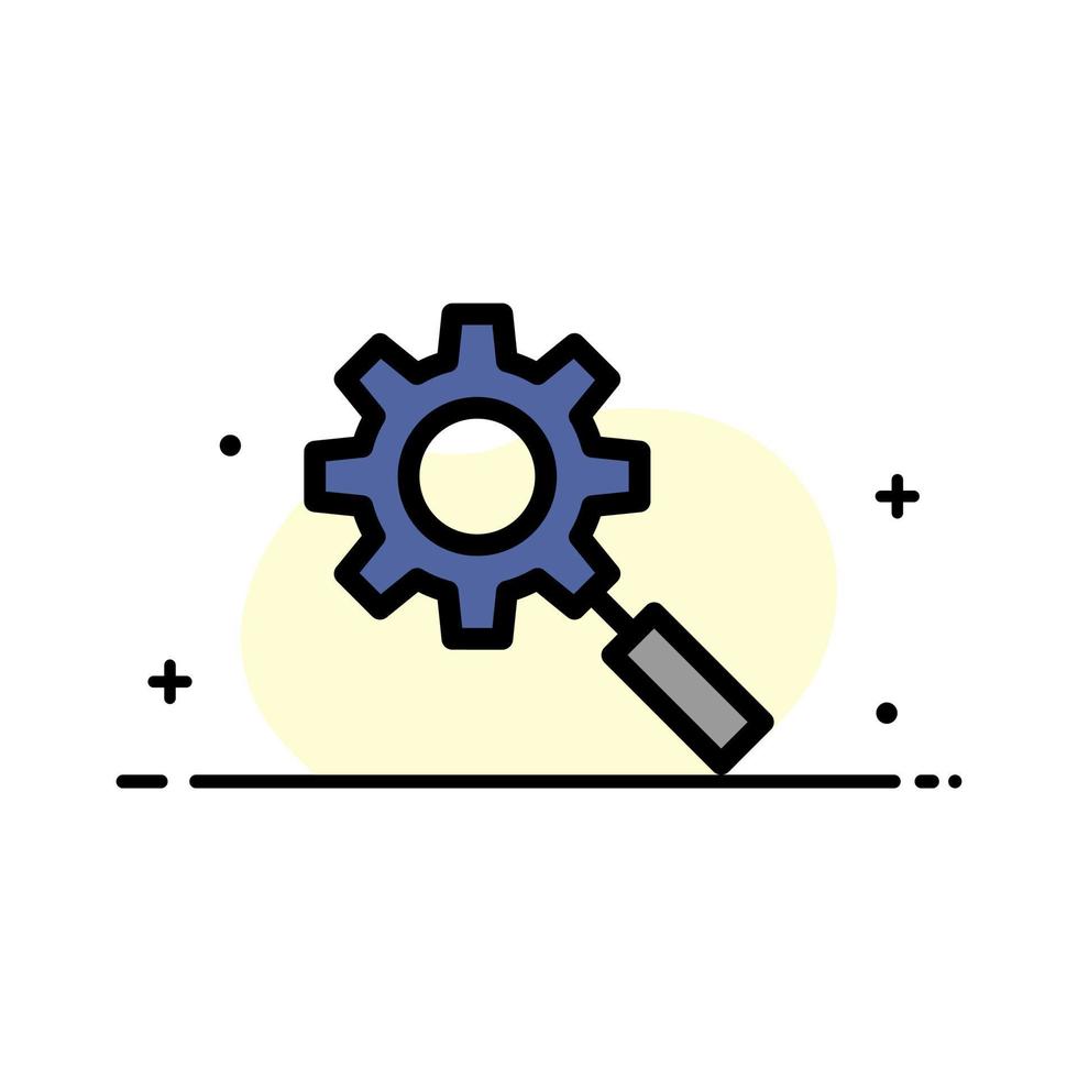 pesquisa de configuração de engrenagem de pesquisa modelo de banner de vetor de ícone cheio de linha plana de negócios