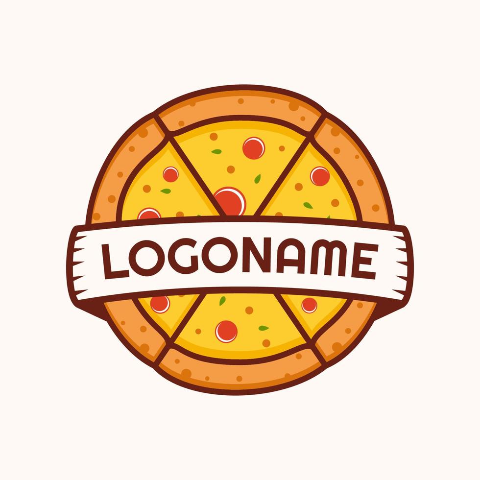 modelo de logotipo de pizza, adequado para restaurante, food truck e café vetor