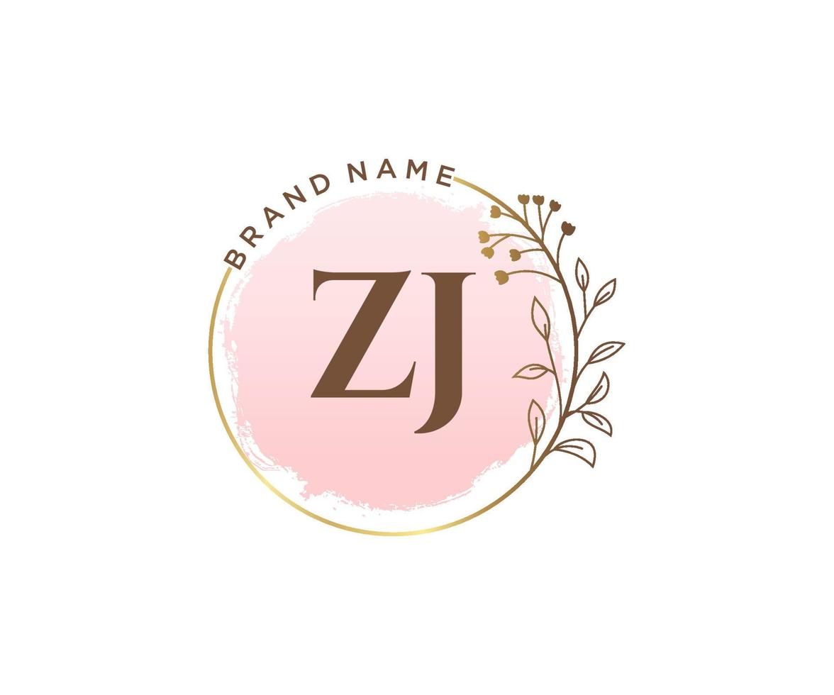 logo feminino inicial zj. utilizável para logotipos de natureza, salão, spa, cosméticos e beleza. elemento de modelo de design de logotipo de vetor plana.