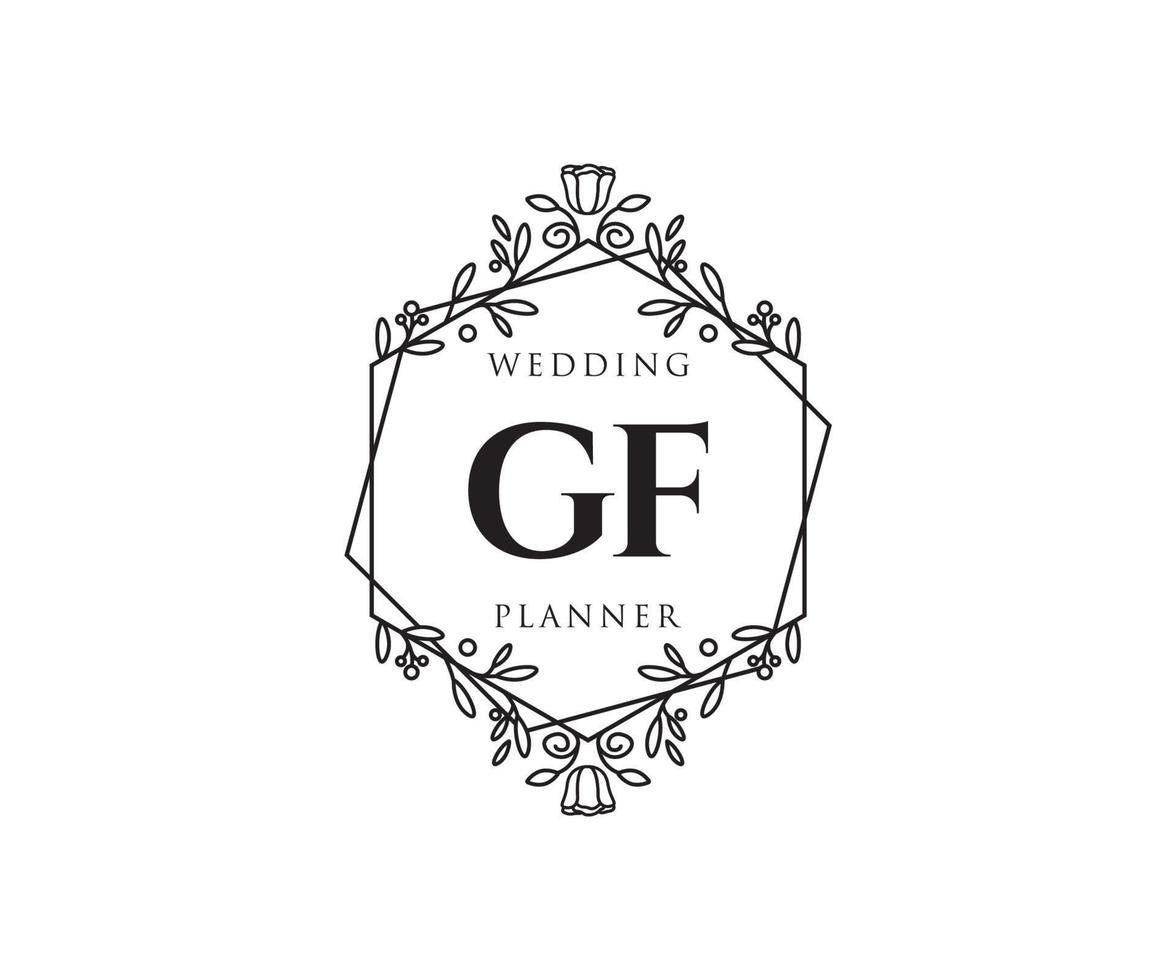 gf letras iniciais coleção de logotipos de monograma de casamento, modelos modernos minimalistas e florais desenhados à mão para cartões de convite, salve a data, identidade elegante para restaurante, boutique, café em vetor