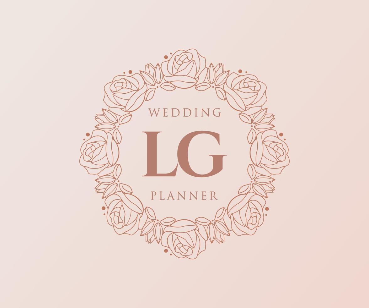 lg letras iniciais coleção de logotipos de monograma de casamento, modelos modernos minimalistas e florais desenhados à mão para cartões de convite, salve a data, identidade elegante para restaurante, boutique, café em vetor