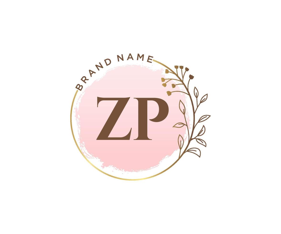 logo feminino inicial zp. utilizável para logotipos de natureza, salão, spa, cosméticos e beleza. elemento de modelo de design de logotipo de vetor plana.