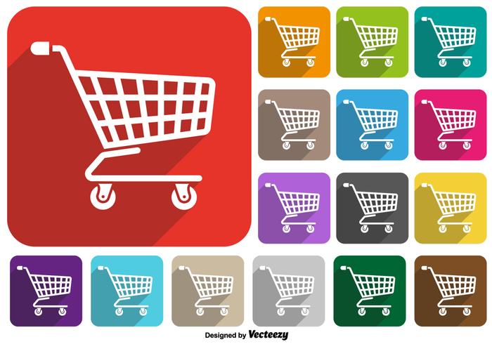 Vector Set Of Supermarket Cart Icon Colorido Botões