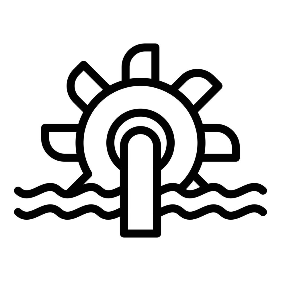 ícone de roda de energia hidrelétrica, estilo de estrutura de tópicos vetor