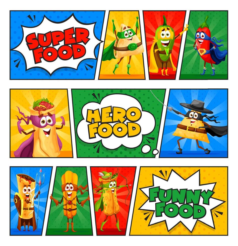 Encontre Dois Mesmos Personagens Super Heróis Comida Mexicana