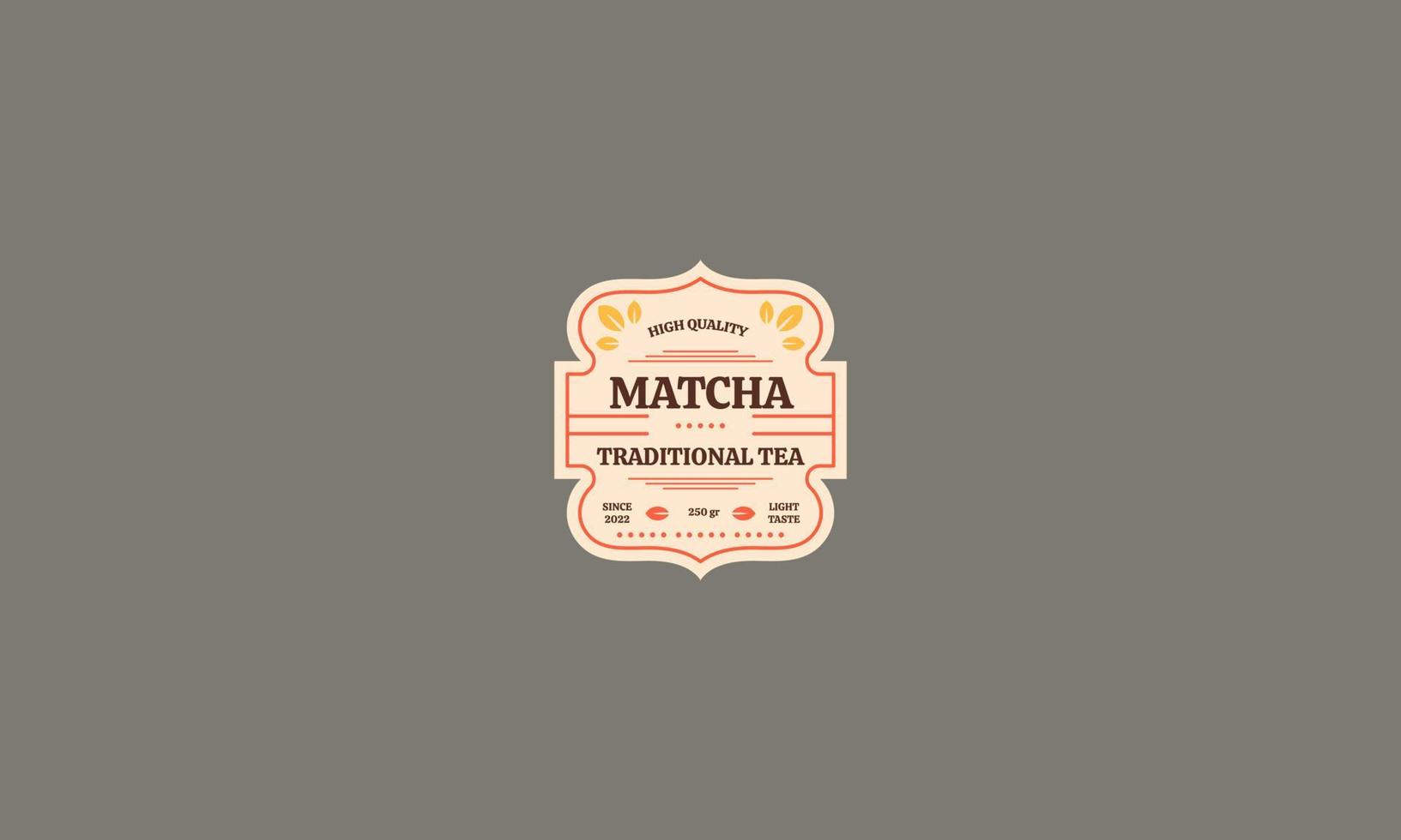 rótulo de design de ilustração vetorial de modelo tradicional de chá matcha vetor