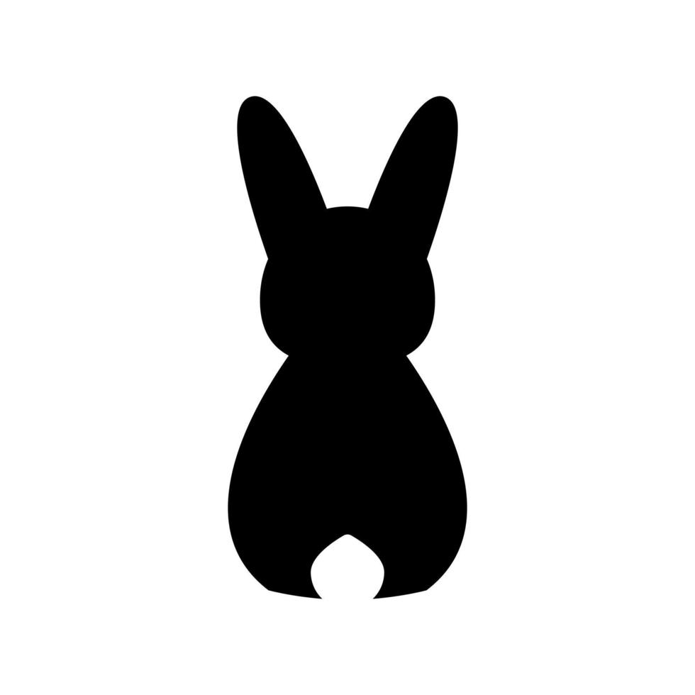 silhueta de um coelho preto em um fundo transparente. vista traseira. vetor