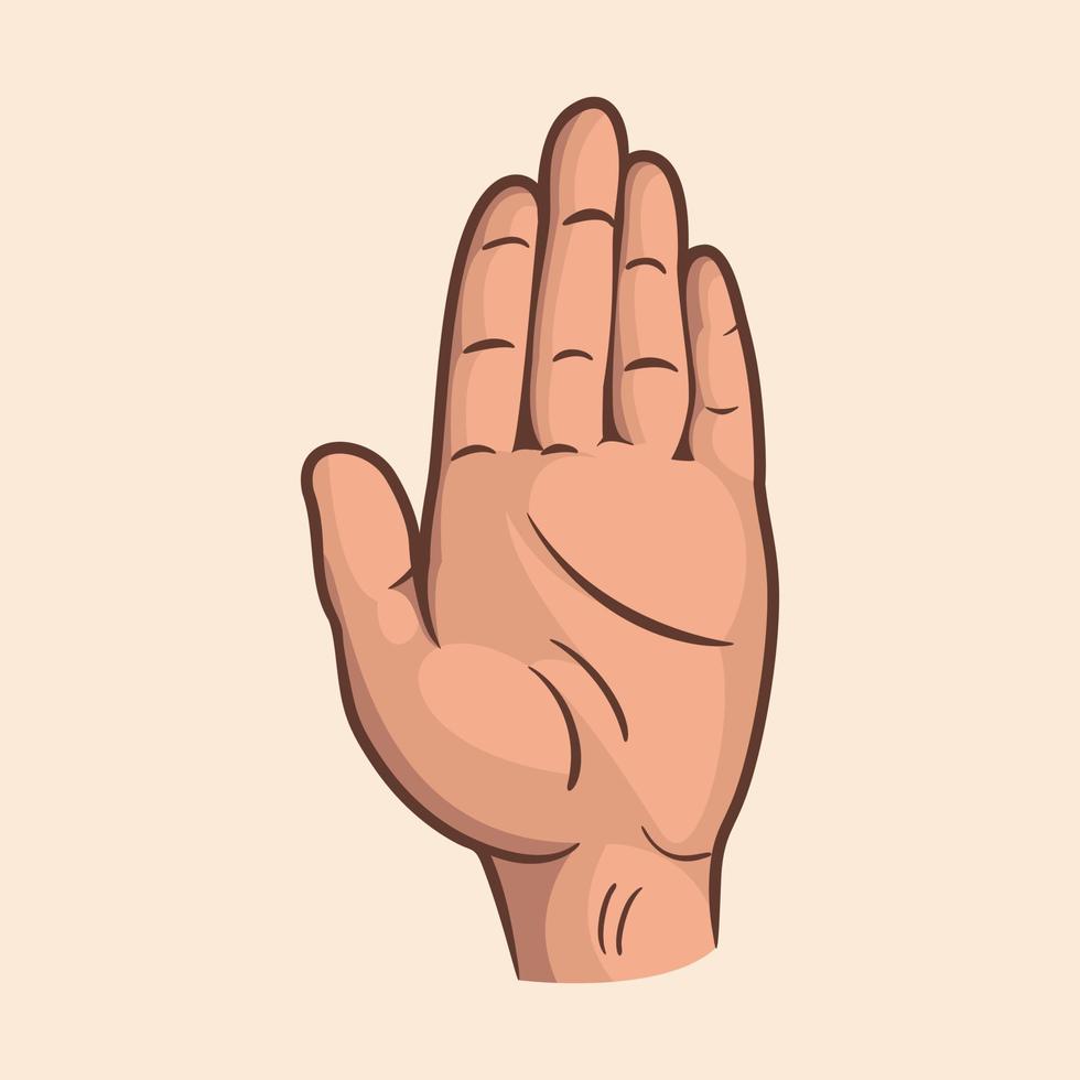 palmas das mãos abertas e relaxadas com os dedos fechados. ilustração vetorial de ícone de palma dos sentidos humanos vetor
