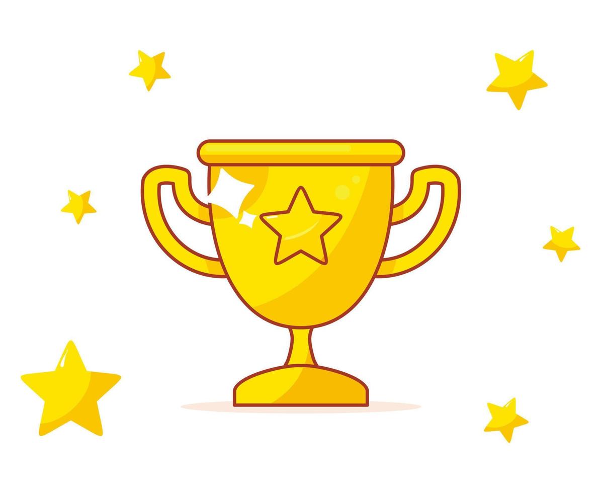 ícone de copo de troféu de desenho vetorial em ilustração de sinal de vencedor de estilo cômico vetor