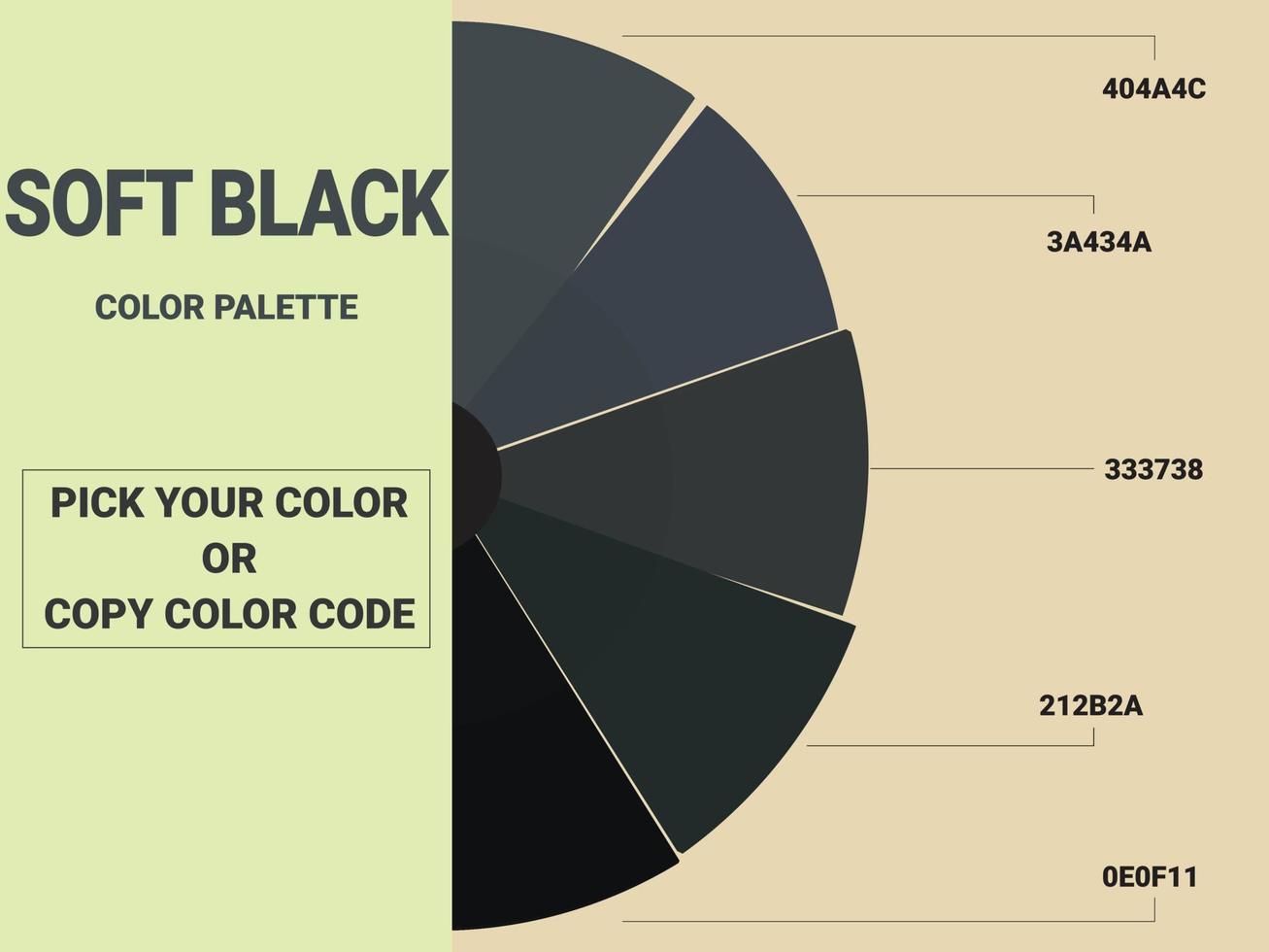 paleta de cores preto suave com código de cores vetor