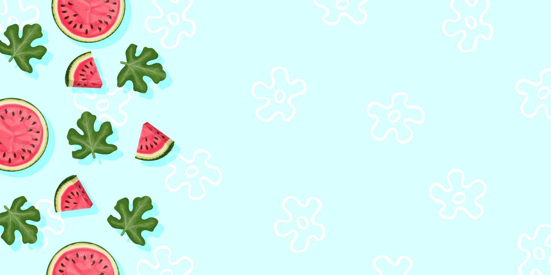 fundo de melancia. bandeira de frutas abstratas. fundo de frutas de verão. ilustração vetorial vetor