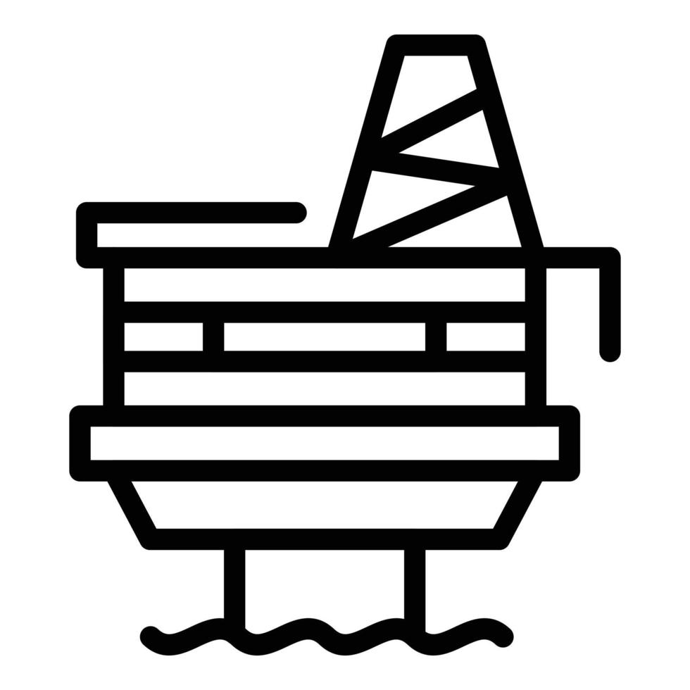ícone do equipamento de perfuração do mar da estação, estilo de estrutura de tópicos vetor