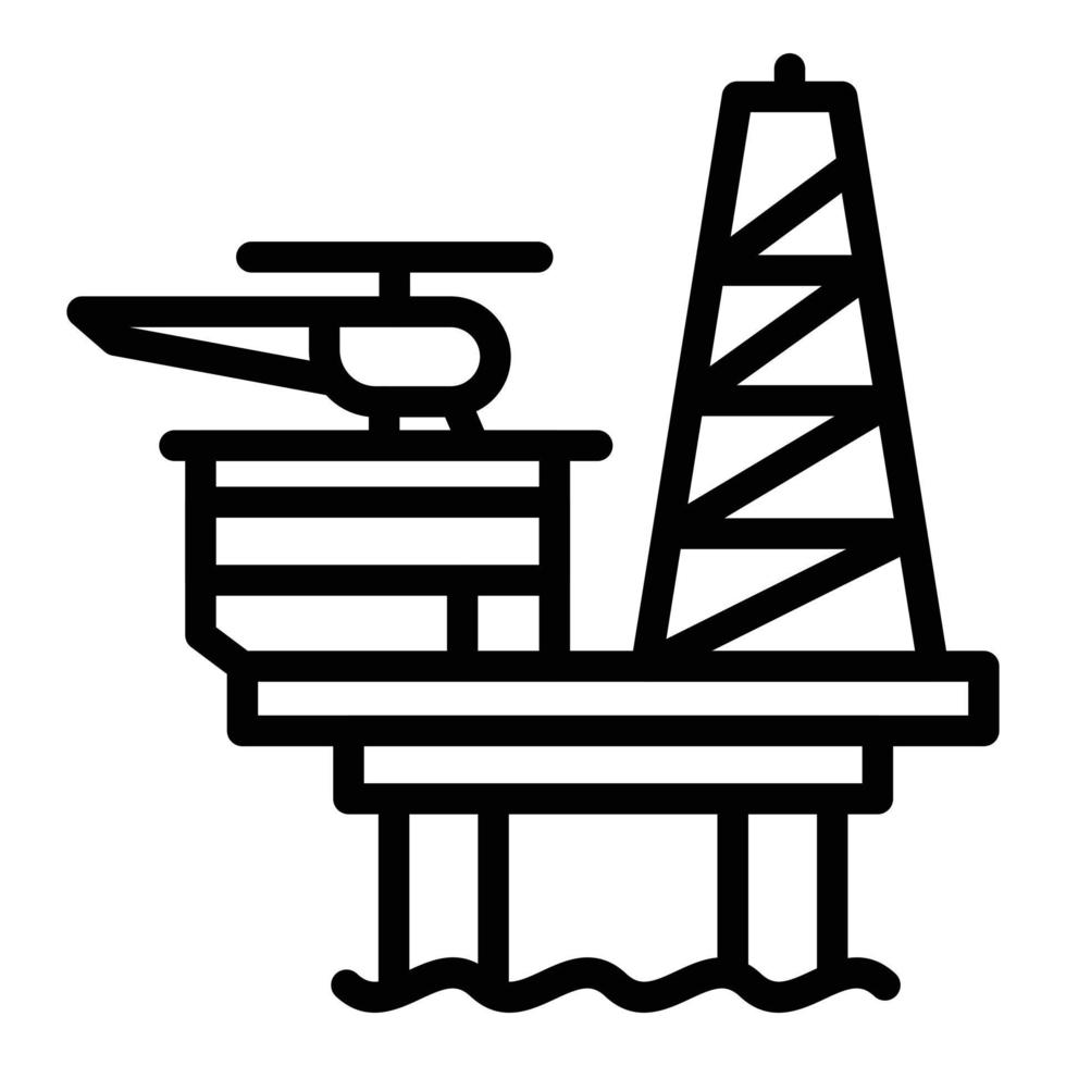 ícone do equipamento de perfuração do mar de carvão, estilo de estrutura de tópicos vetor