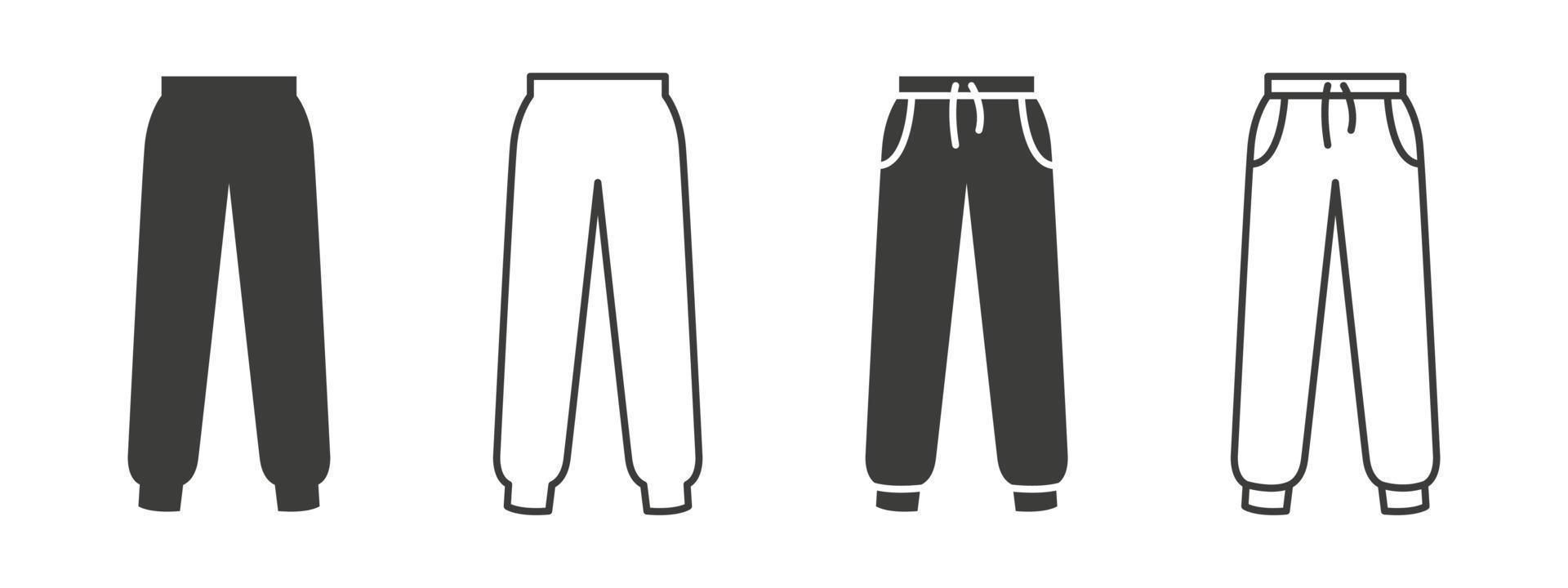 ícones de calças. calças esportivas ou sinais de calças. símbolo de roupa. ilustração vetorial vetor