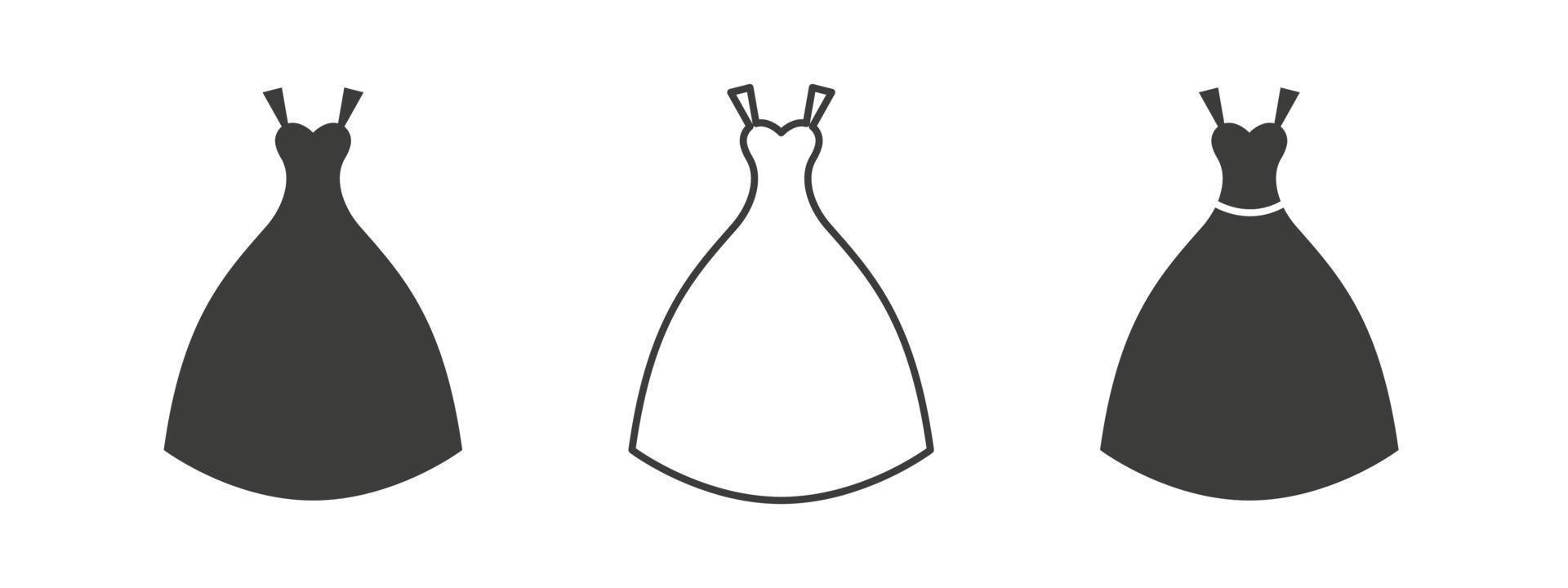 ícone do vestido. as mulheres vestem ícones. silhueta de vestidos vintage. ilustração vetorial vetor