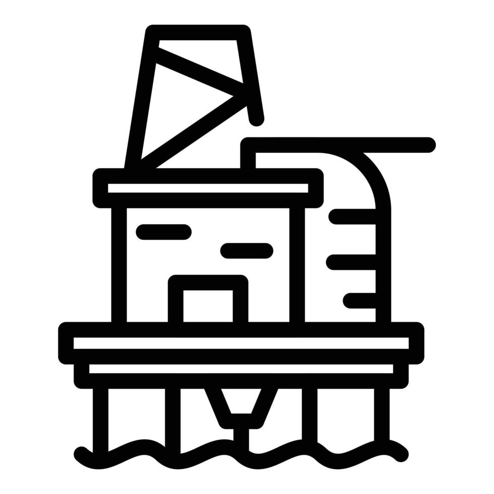 ícone de equipamento de perfuração marítima de fábrica, estilo de estrutura de tópicos vetor