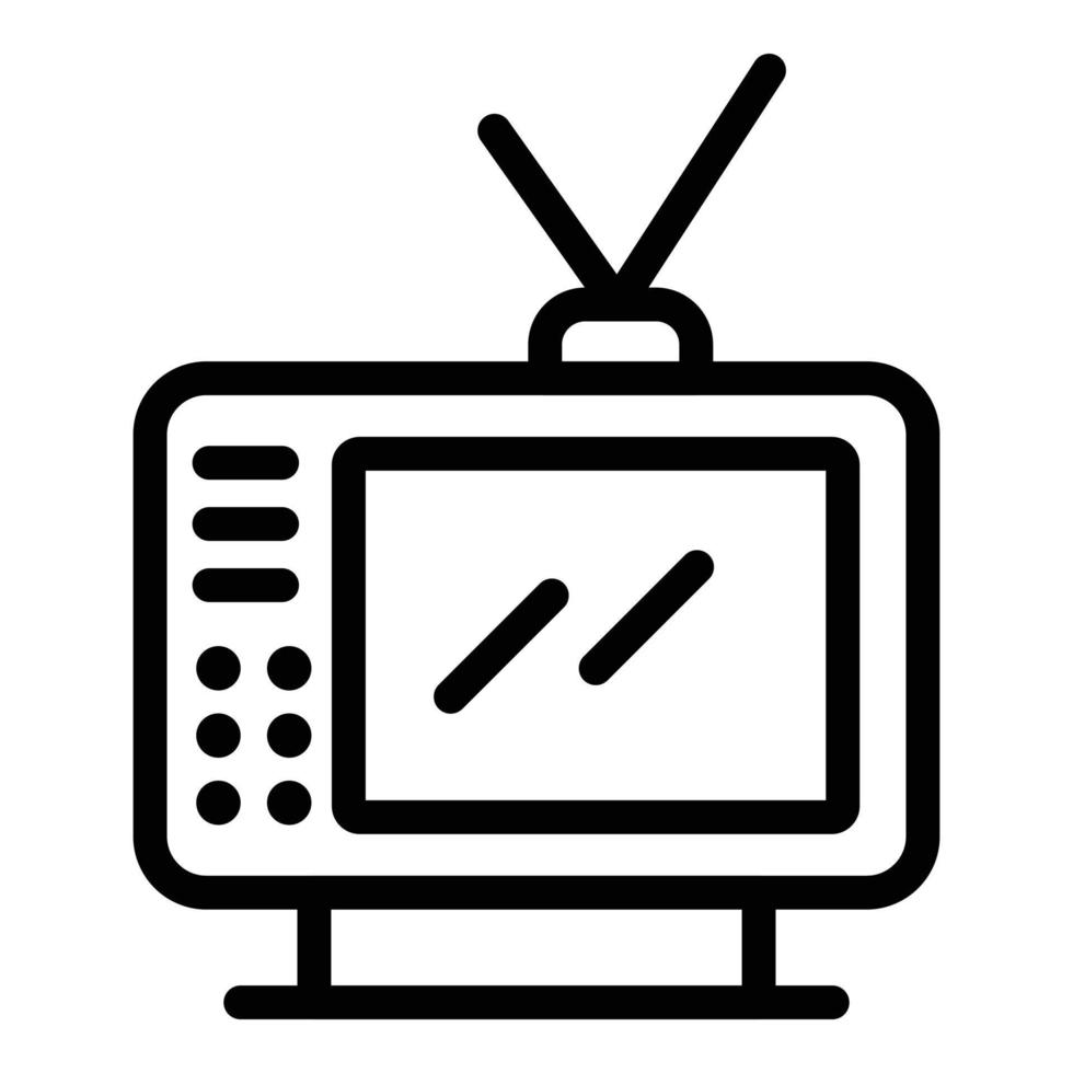 ícone de aparelho de tv antigo, estilo de estrutura de tópicos vetor