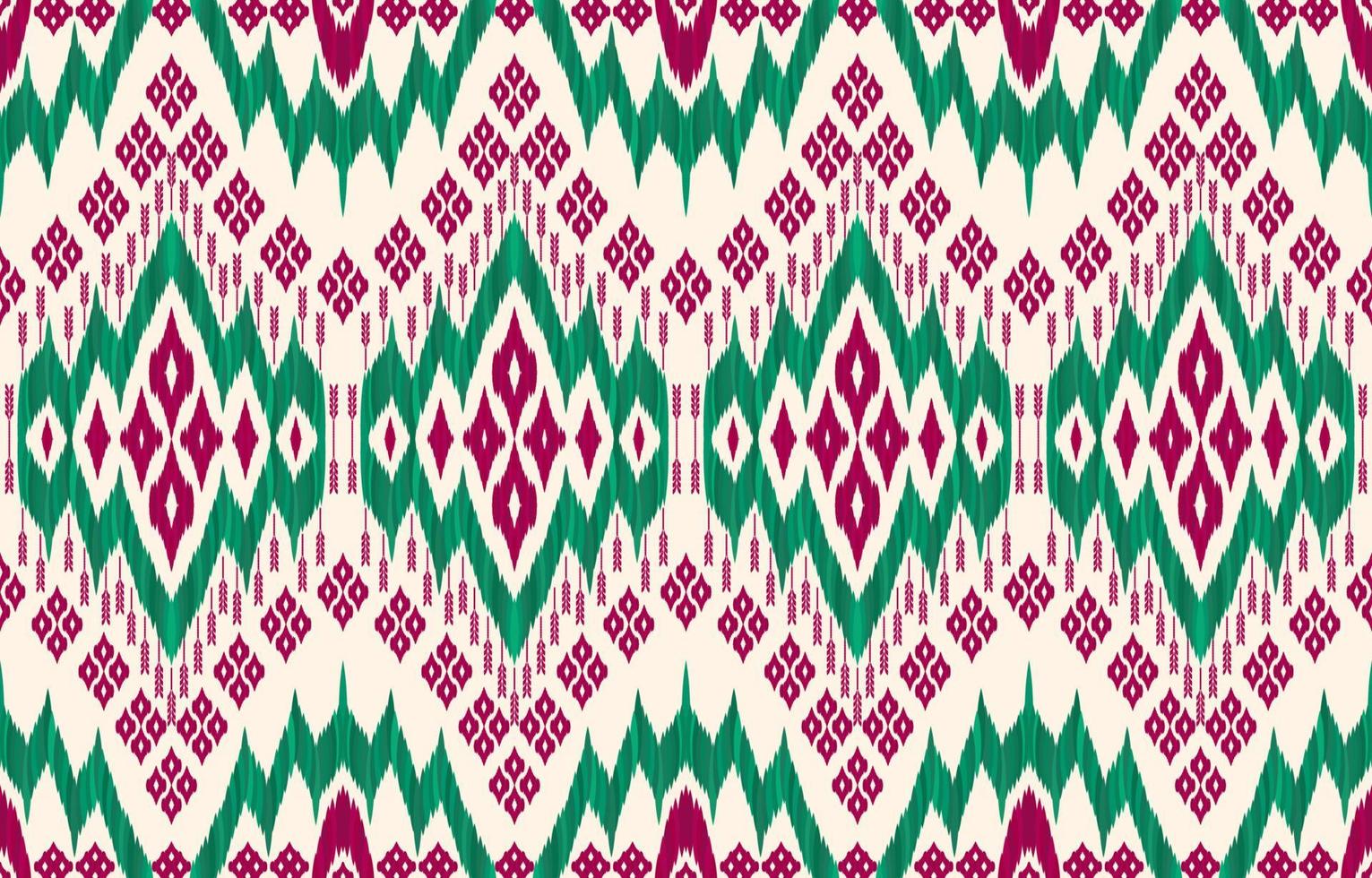 padrões de ikat de cor de natal. estilo retrô vintage tribal geométrico. tecido étnico ikat sem costura padrão. ilustração vetorial de impressão popular indiana navajo ikat. design para roupas de textura de parede de pano de fundo. vetor
