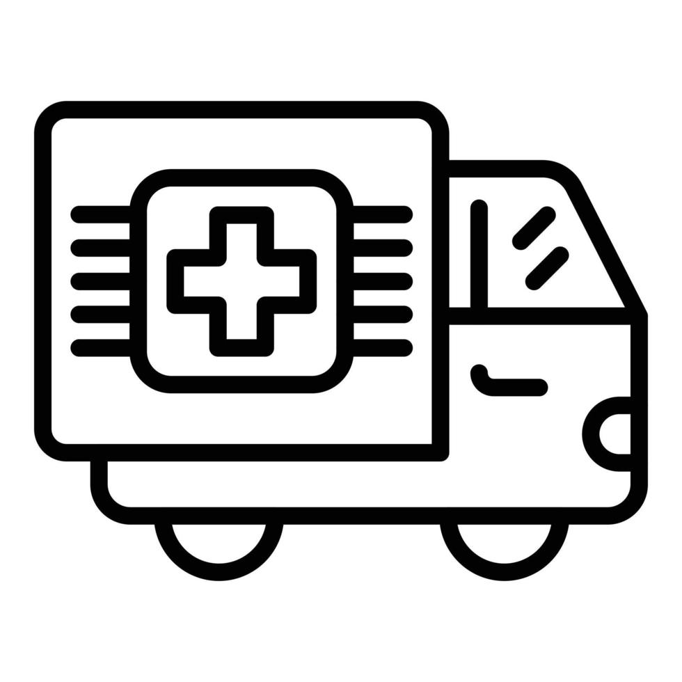 ícone de caminhão médico, estilo de estrutura de tópicos vetor