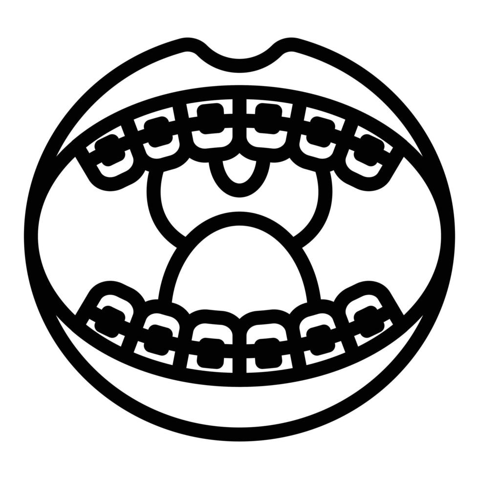 ícone de aparelho de boca aberta, estilo de estrutura de tópicos vetor