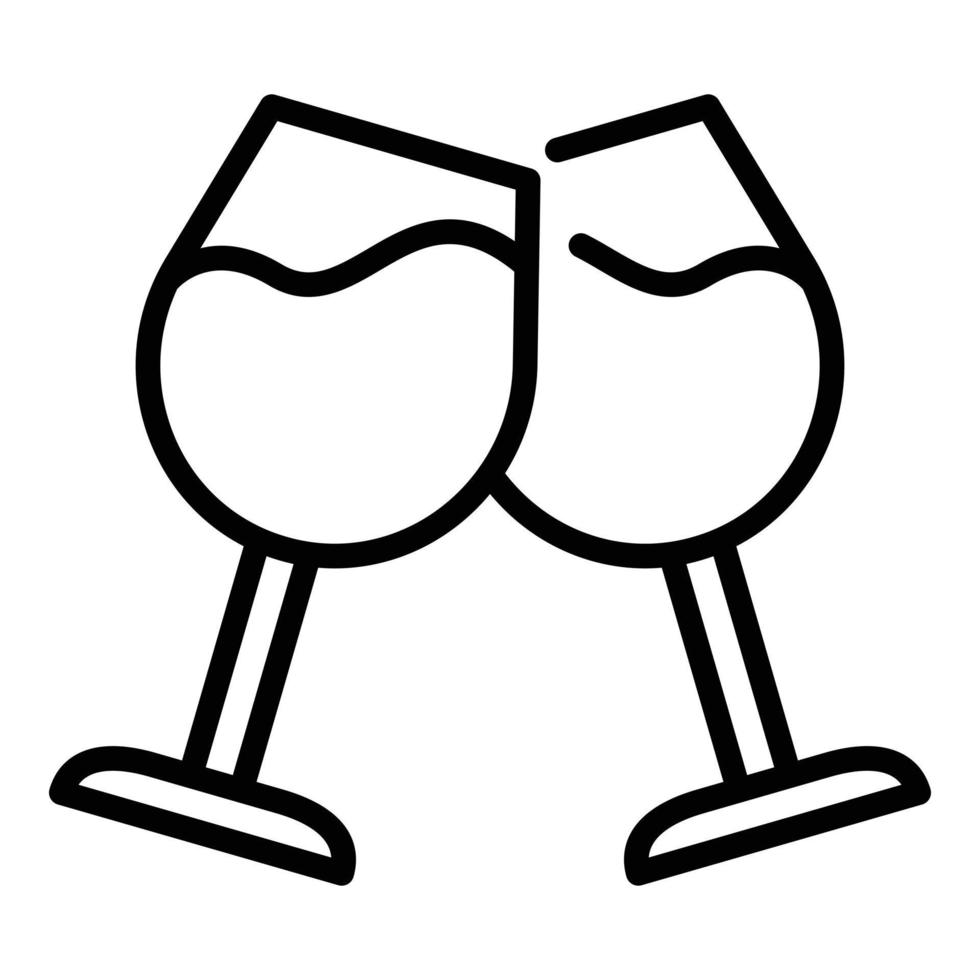 ícone de taças de vinho, estilo de estrutura de tópicos vetor