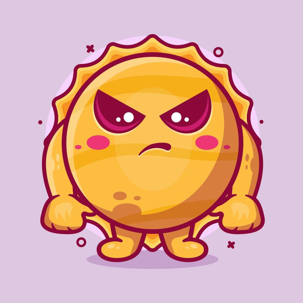 mascote de personagem sol sério com desenho animado isolado de expressão de raiva em design de estilo simples vetor