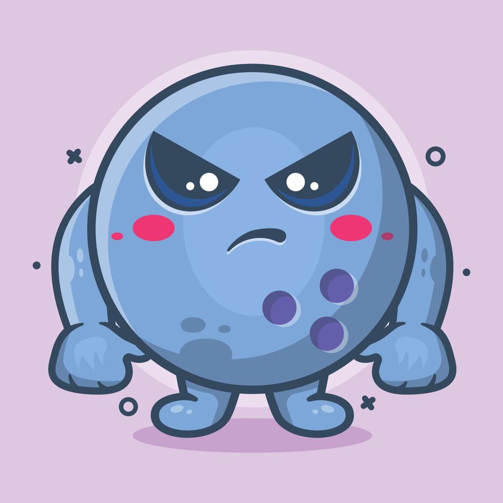 mascote de personagem de bola de boliche sério com desenho animado isolado de expressão de raiva em design de estilo simples vetor