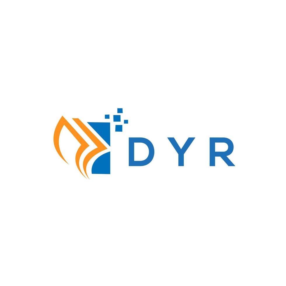 design de logotipo de contabilidade de reparação de crédito dyr em fundo branco. conceito de logotipo de carta de gráfico de crescimento de iniciais criativas dyr. design de logotipo de finanças de negócios dyr. vetor