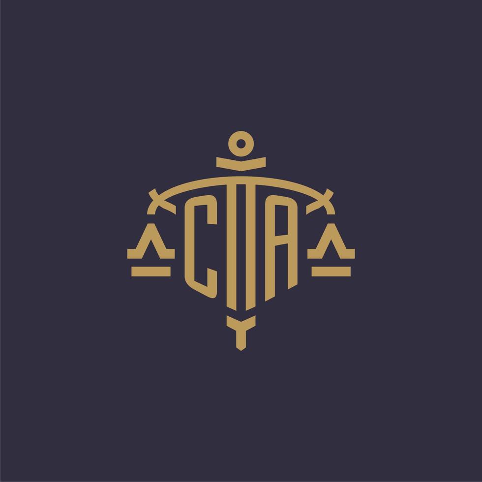 monograma ca logotipo para escritório de advocacia com escala geométrica e estilo de espada vetor