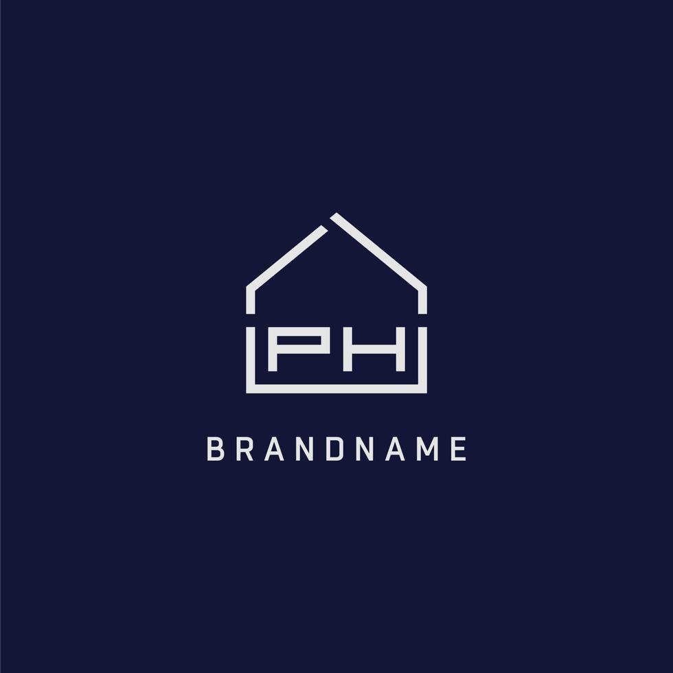 letra inicial ph idéias de design de logotipo imobiliário de telhado vetor