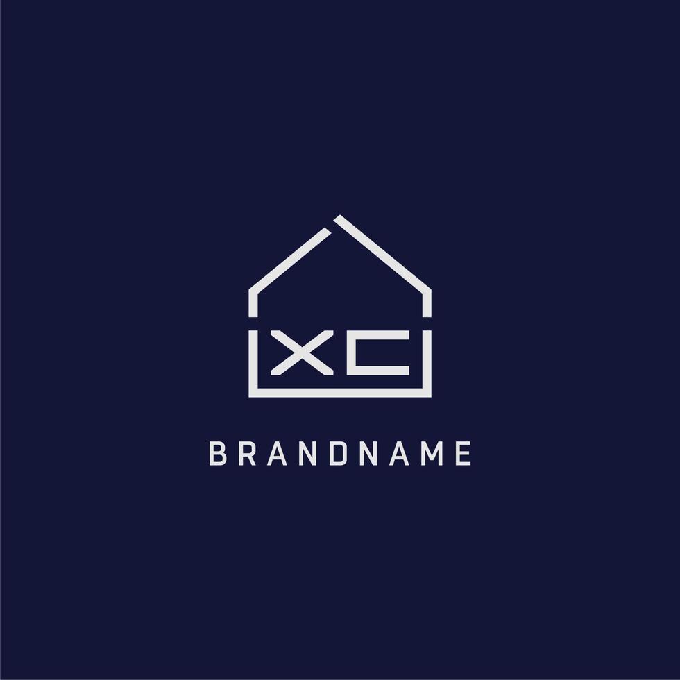 letra inicial xc telhado idéias de design de logotipo imobiliário vetor