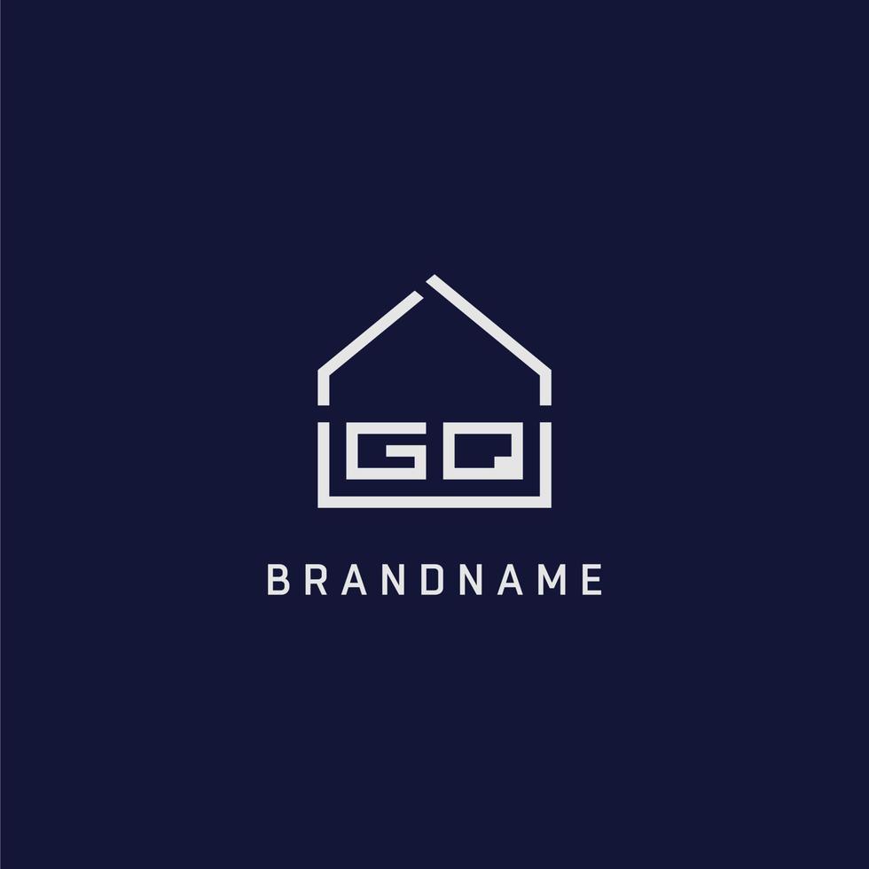 letra inicial gq telhado idéias de design de logotipo imobiliário vetor