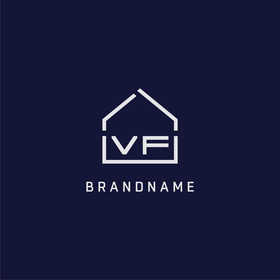 letra inicial vf telhado idéias de design de logotipo imobiliário vetor