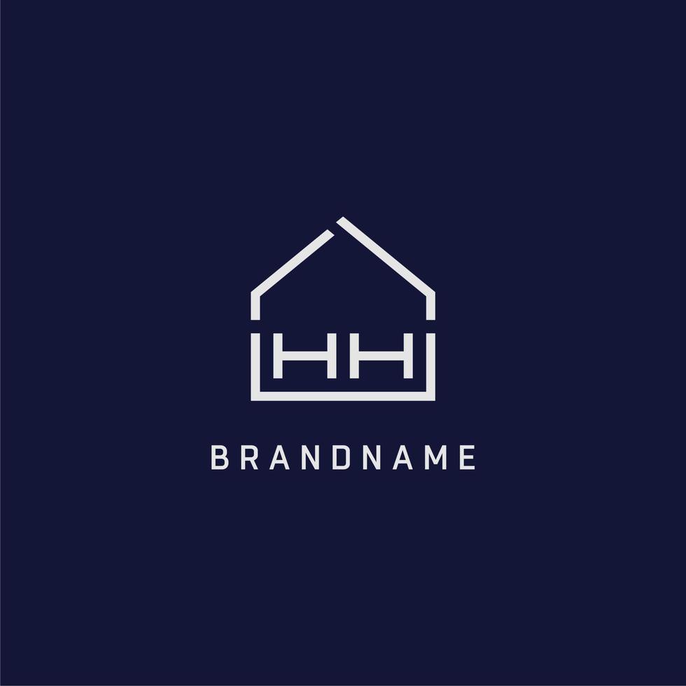 letra inicial hh telhado idéias de design de logotipo imobiliário vetor