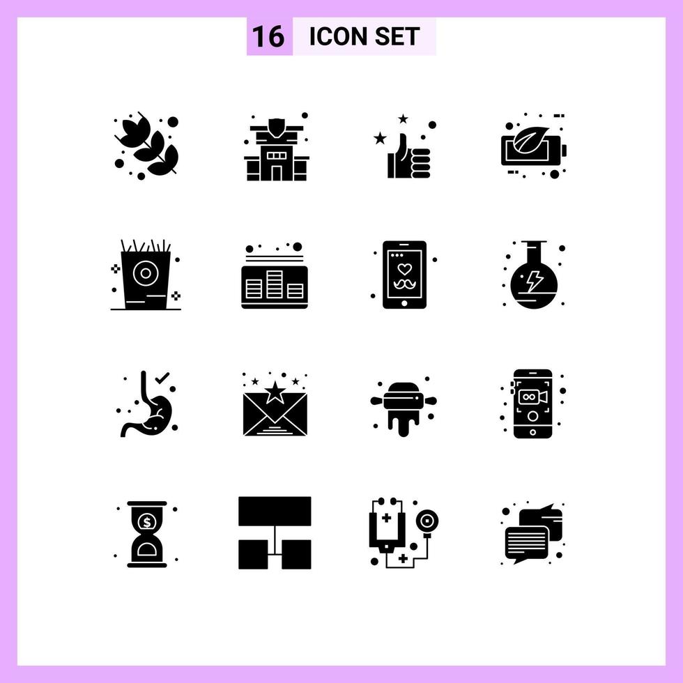 conjunto de 16 sinais de símbolos de ícones de interface do usuário modernos para crianças de áudio como elementos de design de vetores editáveis de bateria de férias