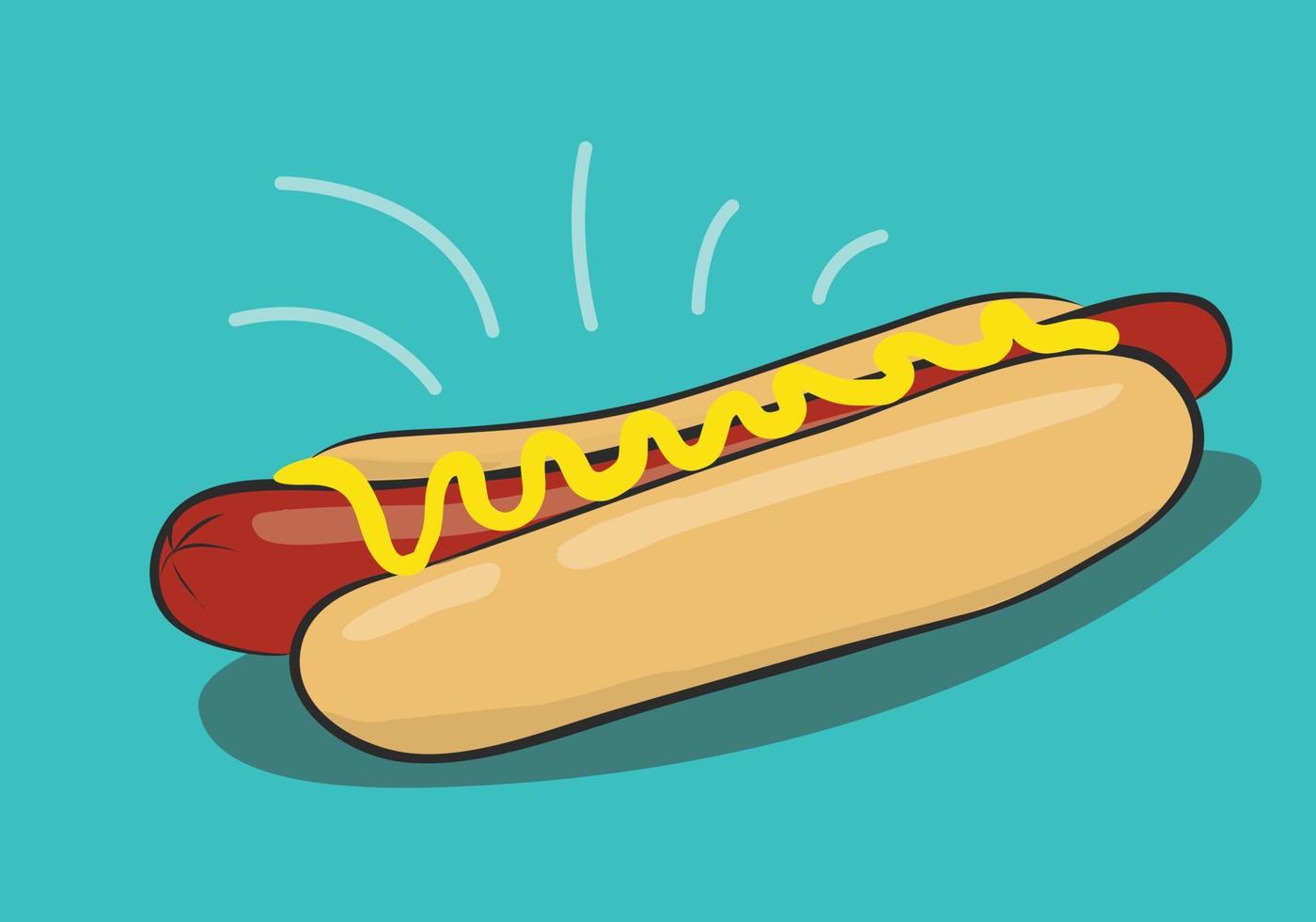 ilustração de fast-food de cachorro-quente com fundo azul e ilustração de gráfico vetorial de estilo simples vetor