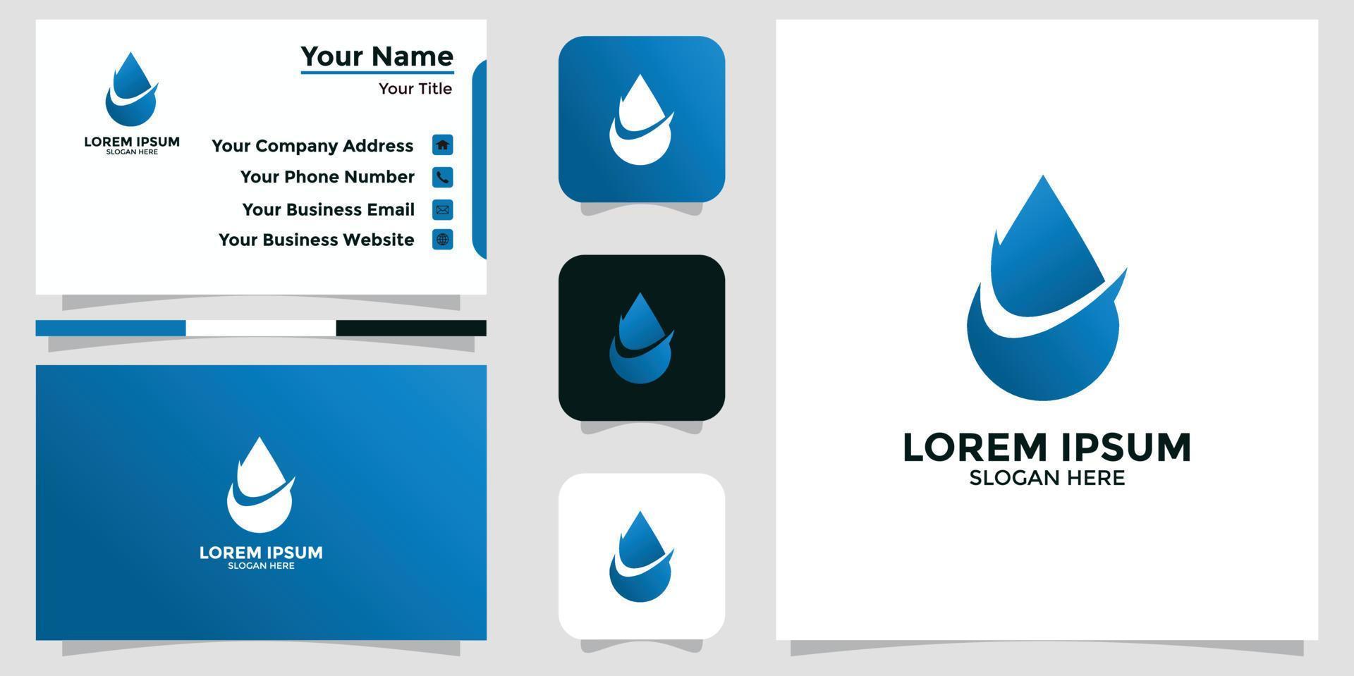 design de logotipo de tecnologia de água e cartão de marca vetor
